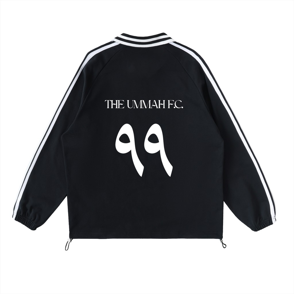 The Ummah F.C. Contrast Striped Lapel Collar Sweatshirt (Black)