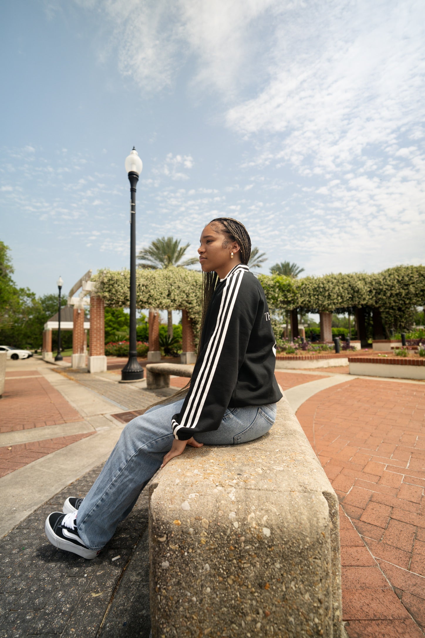 The Ummah F.C. Contrast Striped Lapel Collar Sweatshirt (Black)