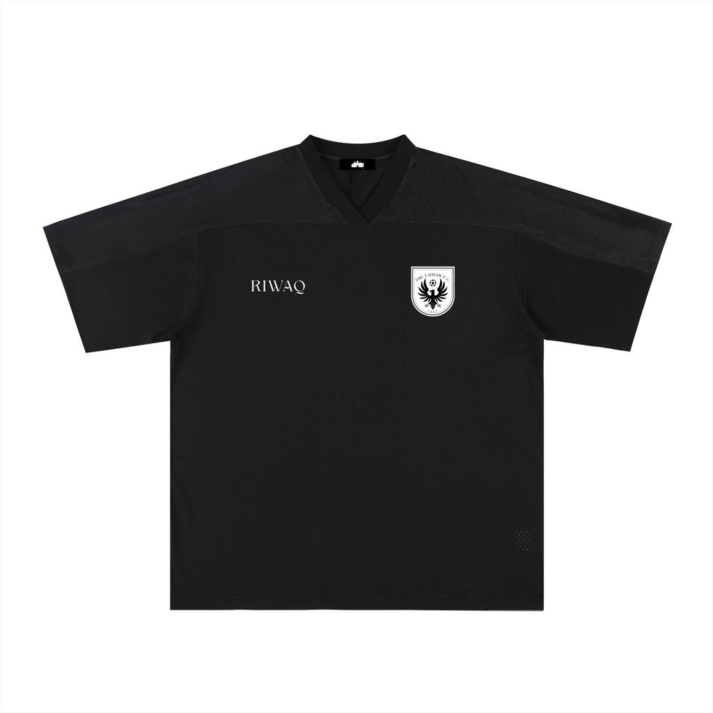 The Ummah F.C. Oversized Mesh V-Neck Soccer Jersey (Black)