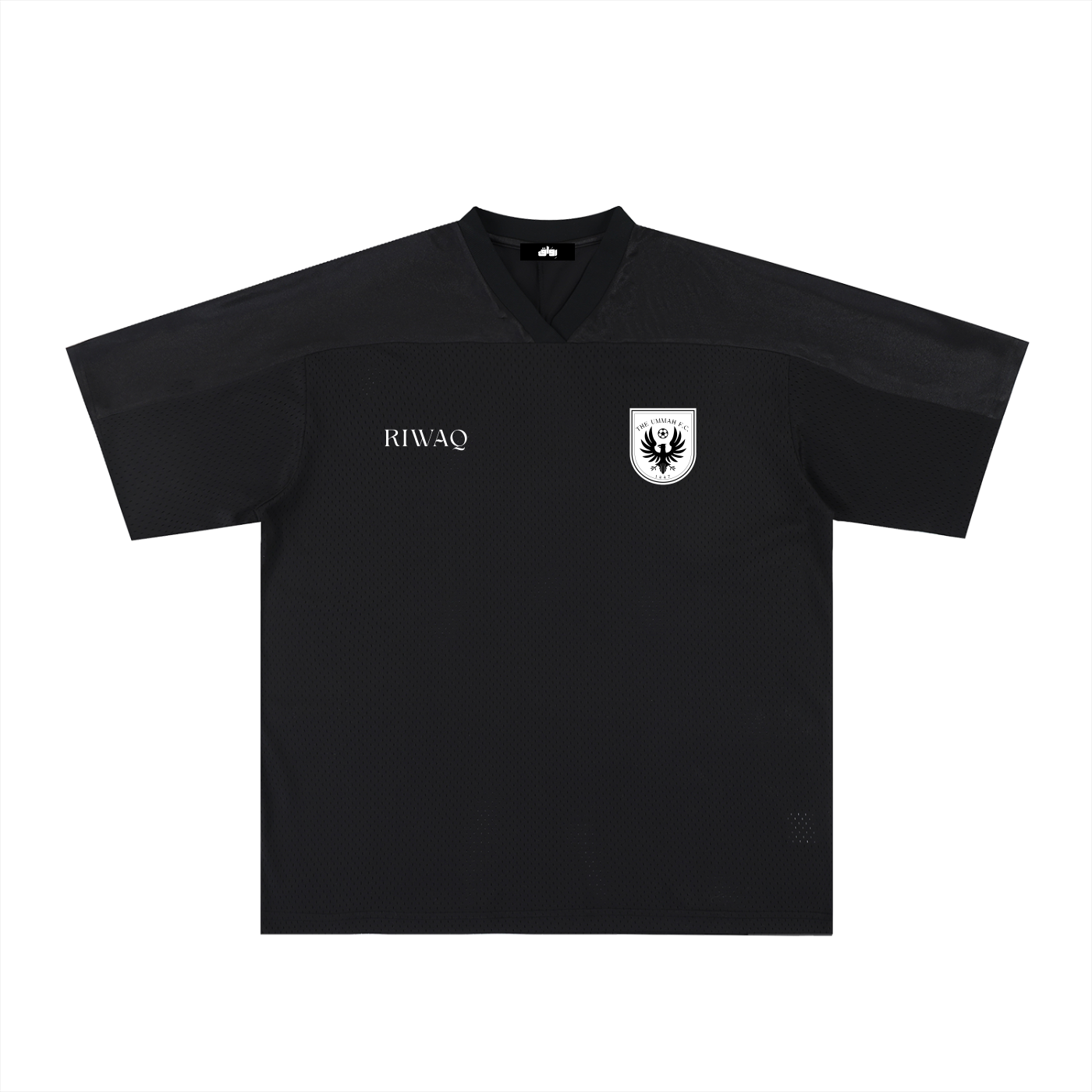 The Ummah F.C. Oversized Mesh V-Neck Soccer Jersey (Black)