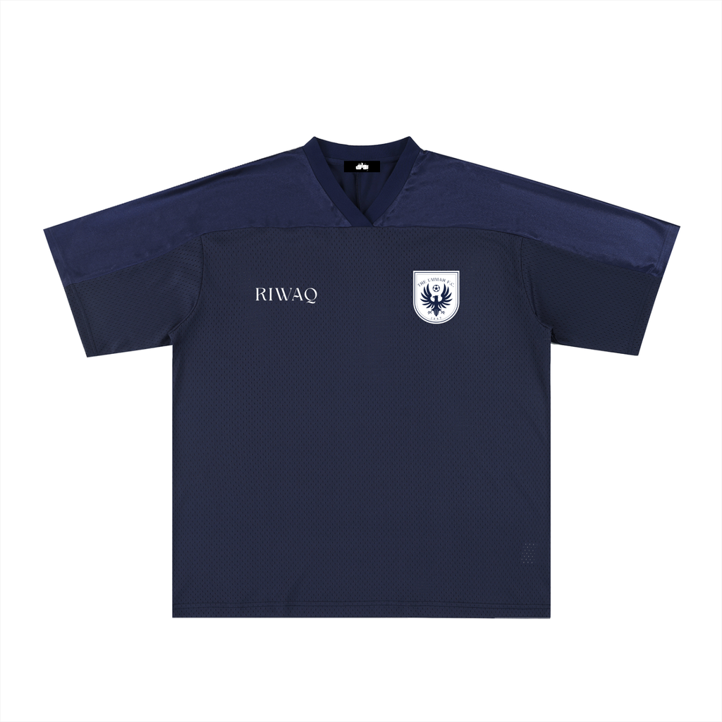 The Ummah F.C. Oversized Mesh V-Neck Soccer Jersey (Navy Blue)