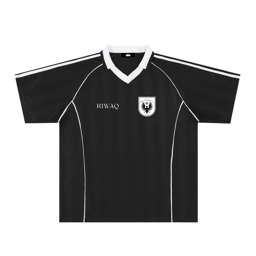 The Ummah F.C. Shadow Stripe Collared Soccer Jersey (Black)