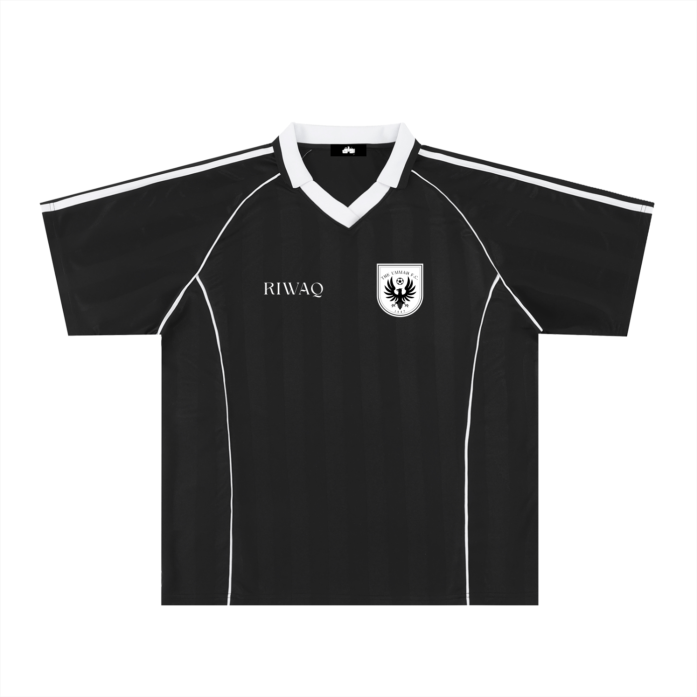 The Ummah F.C. Shadow Stripe Collared Soccer Jersey (Black)