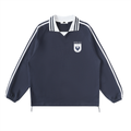 The Ummah F.C. Contrast Striped Lapel Collar Sweatshirt (Navy Blue)