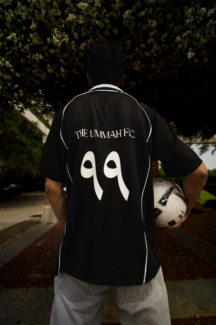 The Ummah F.C. Shadow Stripe Collared Soccer Jersey (Black)