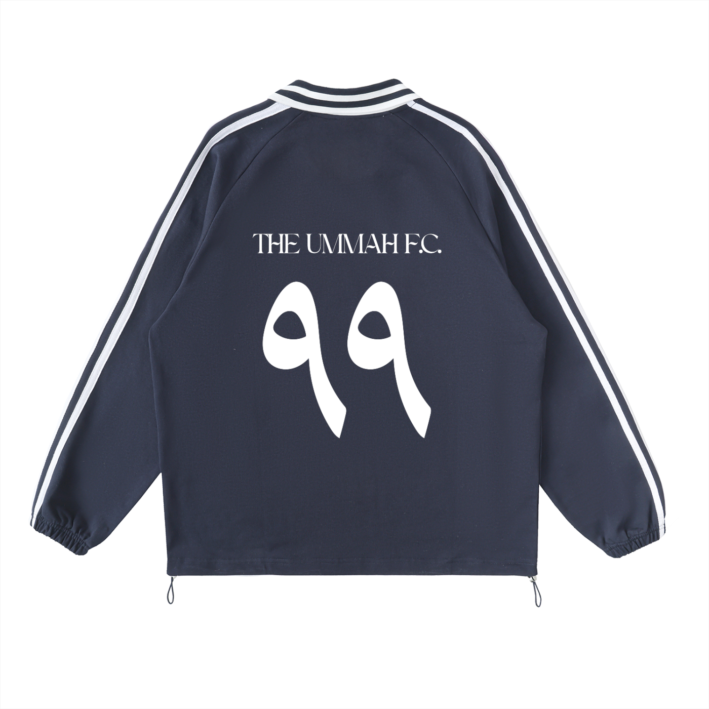 The Ummah F.C. Contrast Striped Lapel Collar Sweatshirt (Navy Blue)