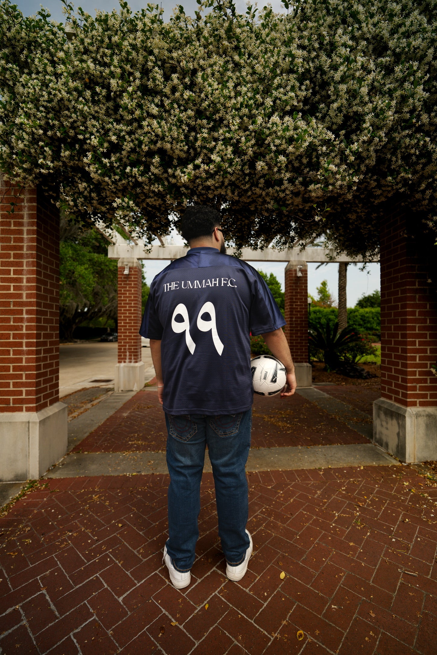 The Ummah F.C. Oversized Mesh V-Neck Soccer Jersey (Navy Blue)