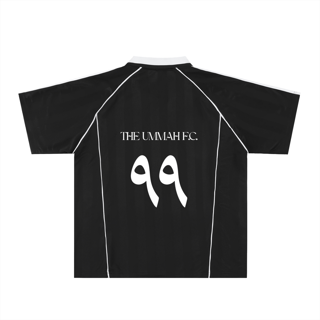 The Ummah F.C. Shadow Stripe Collared Soccer Jersey (Black)
