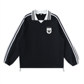 The Ummah F.C. Contrast Striped Lapel Collar Sweatshirt (Black)