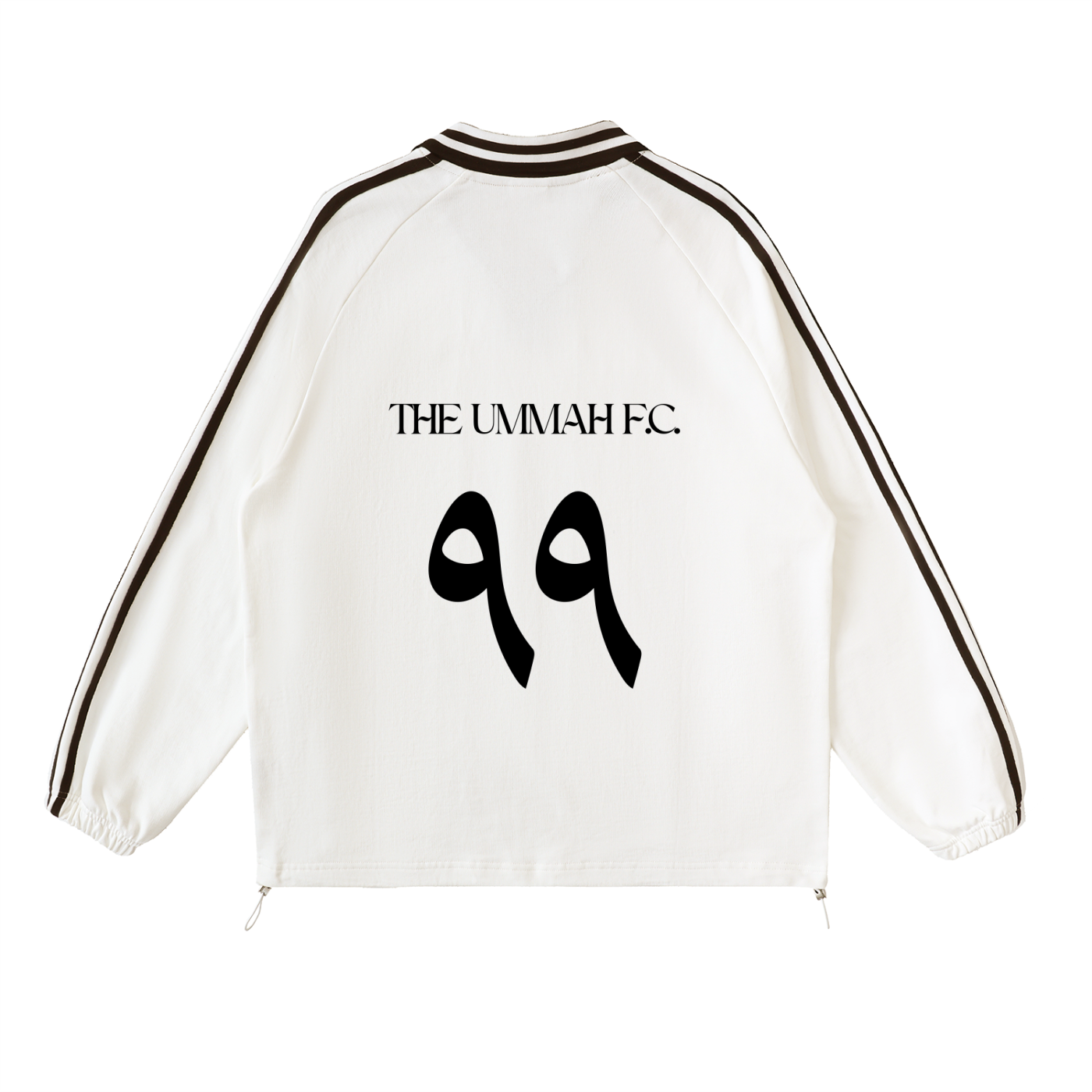 The Ummah F.C. Contrast Striped Lapel Collar Sweatshirt (White)